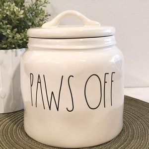 RAE DUNN Ceramic "PAWS OFF" Canister / Pet Treats